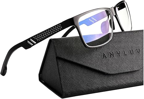 Photo 1 of ANYLUV Blue Light Blocking Glasses Men Computer Gaming Glasses Lightweight Al-Mg Metal Anti Eyestrain UV400 Clear Lens Eye Protection
