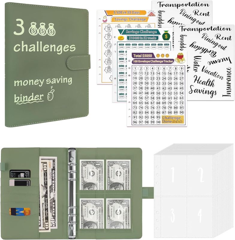 Photo 1 of 100 envelopes money saving challenge,A5 money saving budget binder,$5,050 savings challenges book w/envelopes,scratch off money saving challenge w/Numbers Pouches for women&Budgeting Planner
