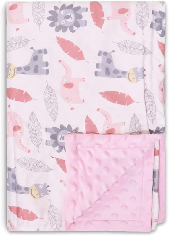 Photo 1 of Baby Blankets, Super Soft Double Layer Personalized Baby Blankets with Dotted Backing for Daycare Baby Nursery Bed Blanket Stroller Crib baptism gifts 30 x 40 Inch, Pink
