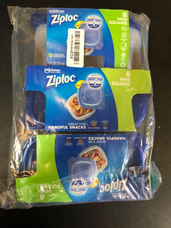 Photo 2 of Ziploc One Press Seal Extra Small Square Container - 8 ct (Pack - 3)