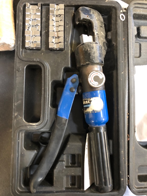 Photo 2 of AMZCNC Hydraulic Crimping Tool and Cable Cutter Hydraulic Cable Lug Crimper 8 US TON 12 AWG to 00 (2/0) Electrical Terminal Cable Wire Tool Kit with 9 Die