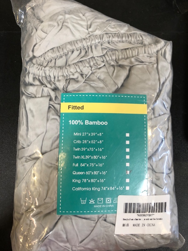 Photo 2 of Bamboo Viscose Fitted Sheet 1 Pack Queen Size Only,400 Thread Count,8-16" Deep Pocket,Bottom Sheet Colorfast Soft & Silky & Breathable(1 Fitted Sheet Only, Gray, Queen)