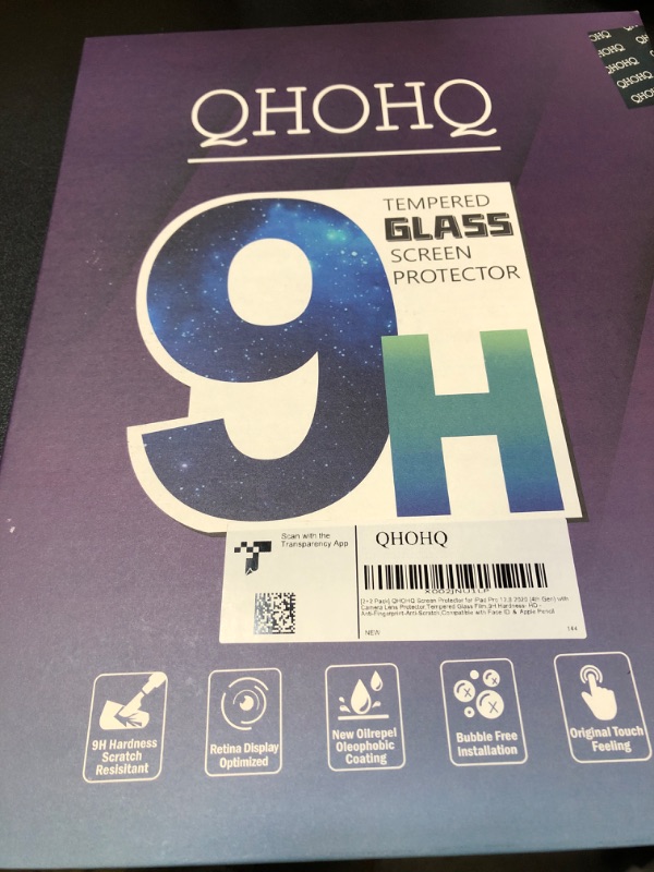 Photo 2 of [2+2 Pack] QHOHQ Tempered Glass Screen Protector for iPad Pro 12.9 2020 4th ? 2021 5th with Camera Lens Protector