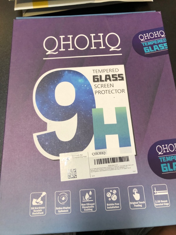 Photo 2 of [2+2 Pack] QHOHQ Tempered Glass Screen Protector for iPad Pro 12.9 2020 4th ? 2021 5th with Camera Lens Protector