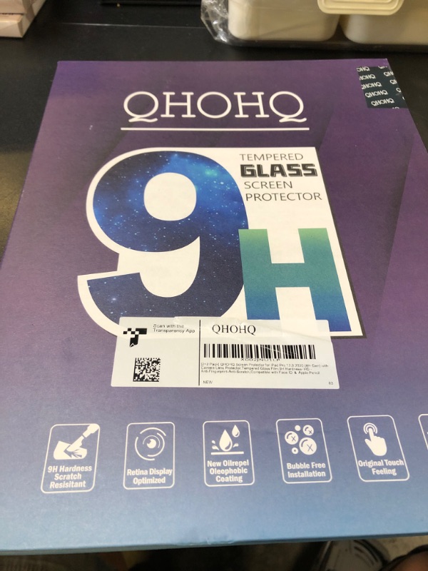 Photo 2 of [2+2 Pack] QHOHQ Tempered Glass Screen Protector for iPad Pro 12.9 2020 4th ? 2021 5th with Camera Lens ProtectorU1LP
