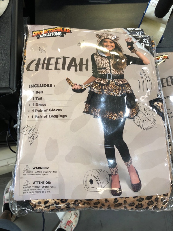 Photo 2 of Spooktacular Creations Cheetah Costume for Girls, Plush Leopard Costume for Halloween Dress Up and Role-Playing-XL