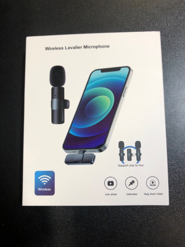 Photo 3 of 2 Pack Wireless Lavalier Microphone for iPhone, Professional Lapel Mics, Wireless Mic Plug-Play, Lapel Microphone for Video Recording Interview Vlog YouTube TikTok(for iPhone 14 and Below)
