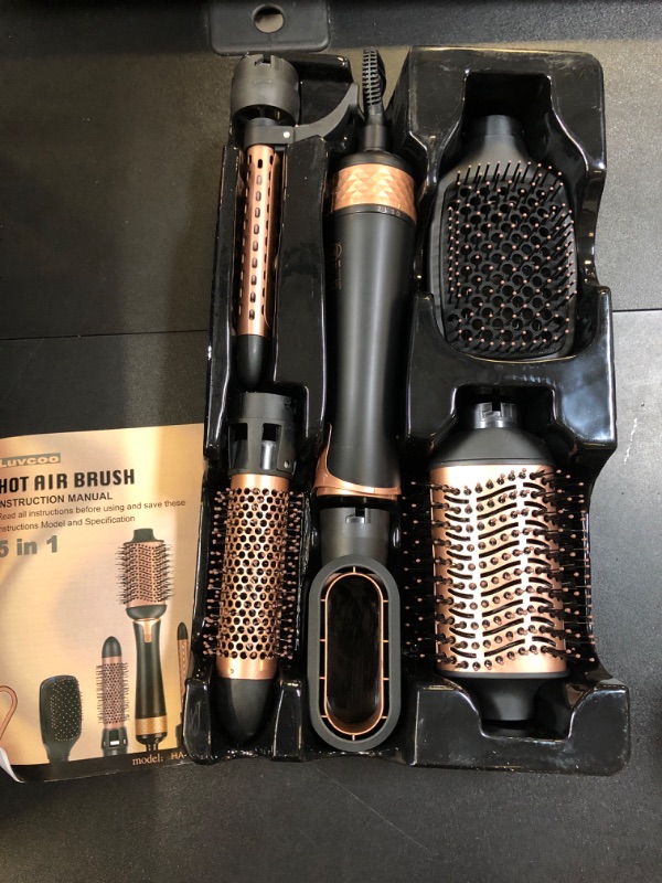 Photo 2 of Blow Dryer Brush,5-in-1 Versatile Ceramic Titanium Hair Dryer Brush, One-Step Oval Barrel Hot Air Brush for Drying, Straightening, Curling, and Voluming for Women?Black Gold?