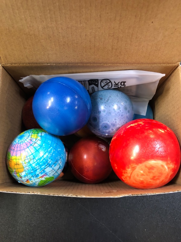 Photo 2 of 10PCS Mini Foam PU Balls, Solar System Stress Balls for Kids Adults, Planets Squeeze Balls for Stress Relief, Educational Space Toy for Early Learning, Halloween Christmas Stocking Stuffer