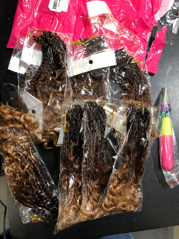 Photo 2 of Goddess Box Braids Crochet Hair With Curly Ends 8 Inch Bohomian Box Braids Crochet Braids 8 Packs 3X Crochet Braids Synthetic Braiding Hair Extension for Black Women (8 Inch (Pack of 8), 4-30-27)