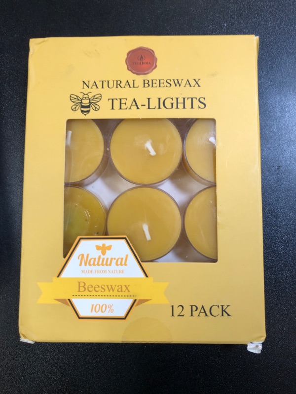 Photo 2 of 12pcs Natural Beeswax Tealight Candles - Organic Candle Honey Scent Smokeless Clean Burning