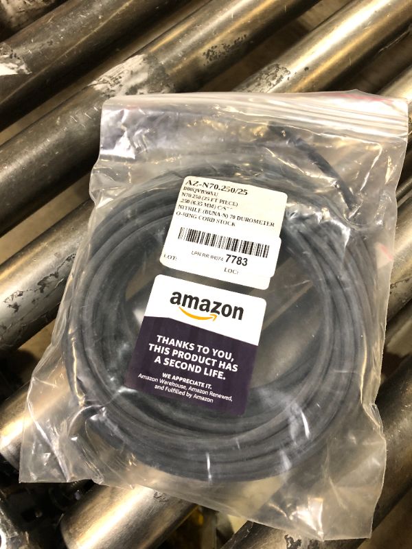 Photo 2 of .250'' (1/4" Actual) Buna-N O-Ring Cord Stock, 70A Durometer, 0.250" Thickness, 25' Piece, Black