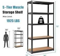 Photo 1 of Black 5-Tier Heavy Duty Steel Garage Storage Shelving Unit