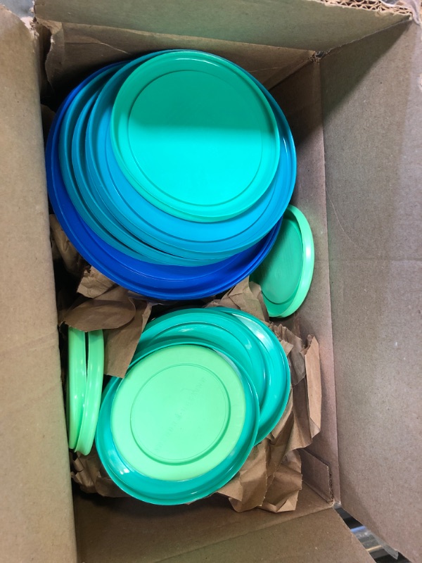 Photo 2 of Anchor Hocking 26 Piece Glass Storage Containers with Lids (13 Glass Food Storage Containers & 13 Mixed Blue SnugFit Lids)