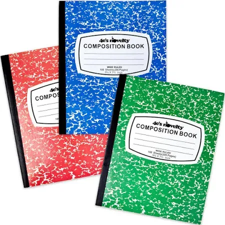 Photo 1 of (PACK OF 6) 4ES NOVELTY COMPOSITION BOOK WIDE RULED 100 SHEETS (200 PAGES) 93/4 X 71/2 Inch 