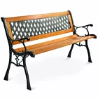 Photo 1 of 
49 1/2" Patio Park Garden Bench Porch Path Chair Outdoor Deck Cast Iron Hardwood