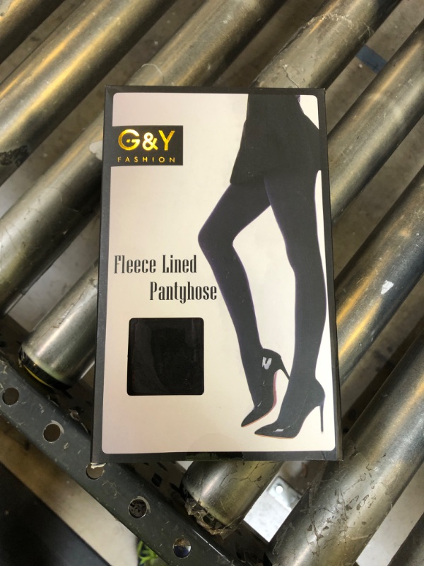 Photo 2 of G&Y 2 Pairs Patterned Fleece Lined Tights for Women - 120D Opaque Warm Winter Pantyhose X-Large Black