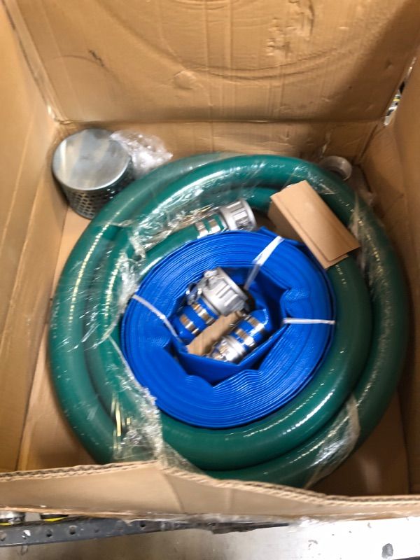 Photo 2 of 2 Inch Suction Hose Pump kit, Includes 2" x 65' Blue PVC Backwash Hose & 2" x 20' Green PVC Suction Hose & Steel Round Hole Suction Strainer & Cam and Groove Adapter,2" Suction Hose Kit for Water Pump