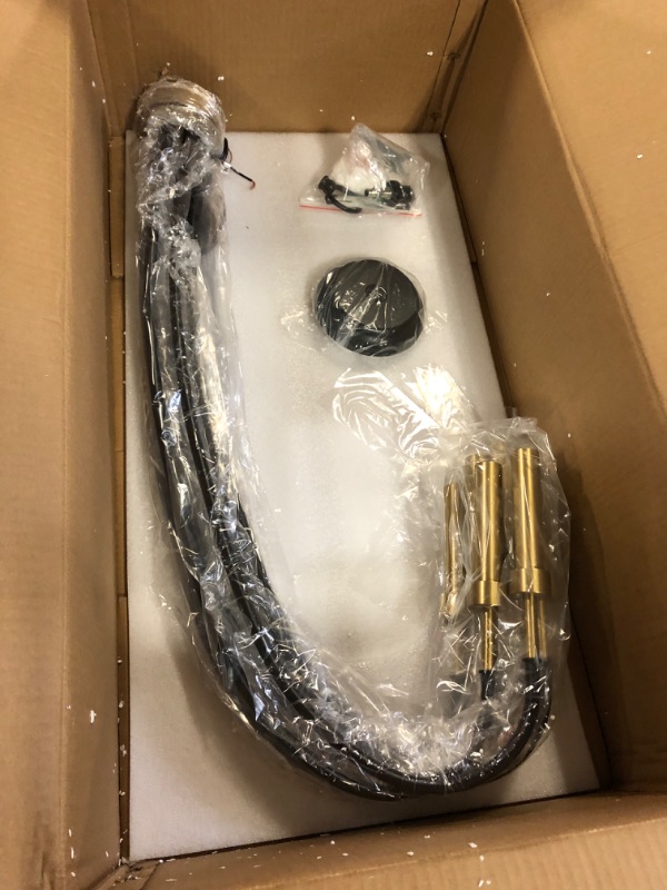 Photo 1 of FookChak 8 Light Dining Room Light Fixture Over Table Black and Gold Chandeliers Master Bedroom Chandelier Lighting for Living Room Foyer Bathtub, Solid Metal, 30in