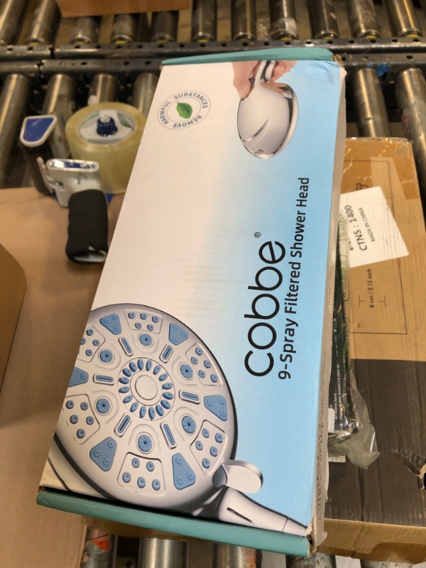 Photo 2 of Cobbe Filtered Shower Head with Handheld, High Pressure 9 Spray Mode Shower Head with Filter, Built-in Power Spray to Clean Corner, Water Softener Filters Beads for Hard Water, Remove Chlorine, Chrome