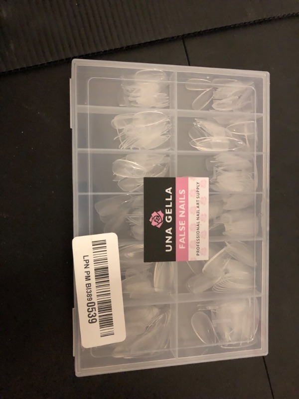 Photo 1 of UNA GELLA Medium Almond Gel Nail Tips Half Matte 312pcs Almond Gel x Nails No C Curve Clear Almond False Fake Nails Effective Nail Extensions for DIY Art Salon-Level Press On Nails, 12 Sizes