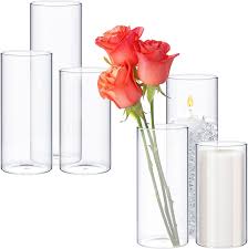 Photo 1 of 6 Pcs Glass Cylinder Vases Clear Glass Flowers Vase