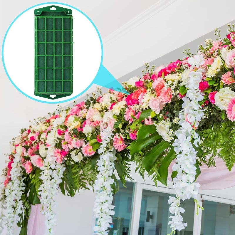 Photo 1 of Boao 2 Pieces Floral Foam Cage Flower Holder with Floral Foam for Fresh Flowers Cage Bowl for Table Centerpiece Floral Arrangement, Rectangle, 11.8 x 4.7 x 3.1 Inch