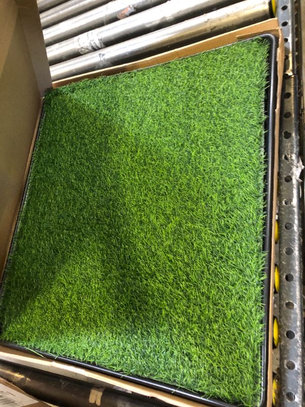 Photo 2 of Choicons Dog Grass Pad with Tray Arificial Grass Patch for Dogs Potty Tray Fake Grass for Dogs to Pee On Turf with Tray for Litter Box Puppy Potty Training Collect Pet Pee Outdoor and Indoor Use