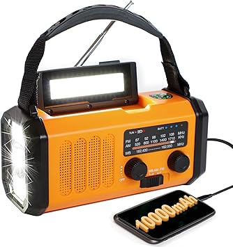 Photo 1 of 000mAh Emergency Weather Radio, 4 Way Powered AM/FM/NOAA Portable Solar Crank Radio, Dynamo Phone Charger, 700LM LED Flashlight & Reading Lamp,SOS,Type-C,Compass for Hurricane Storm Camping Survival