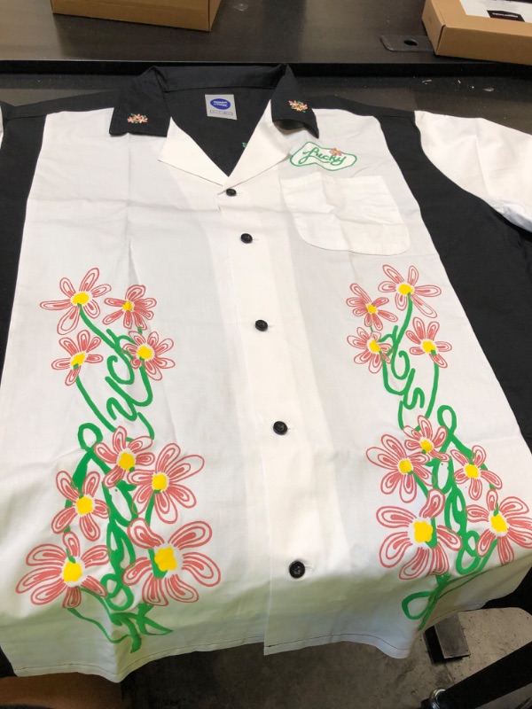 Photo 1 of LUCKY DAYE EXCLUSIVE ROLL SOME MORE BUTTON UP,BLK & WHT, L