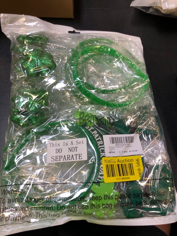 Photo 2 of Bememo 8 Pieces St. Patrick's Day Headband Shamrock Clover and Hat Head Boppers