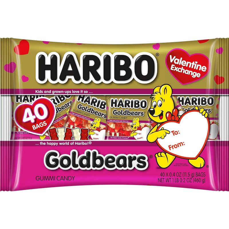 Photo 1 of 
Haribo Gummi Candy | Valentine's Day Limited Edition | Red & White Goldbears | Raspberry & Pineapple, 0.4 oz. (Pack of 40) exp11/24