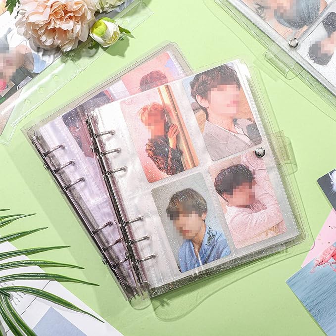 Photo 1 of 150 Pockets Portable Photo Album,Shiny Clear 6-Ring Binder Cover Refillable Notebook for Mini Instax,Name Card,Postcards or Picture Storage