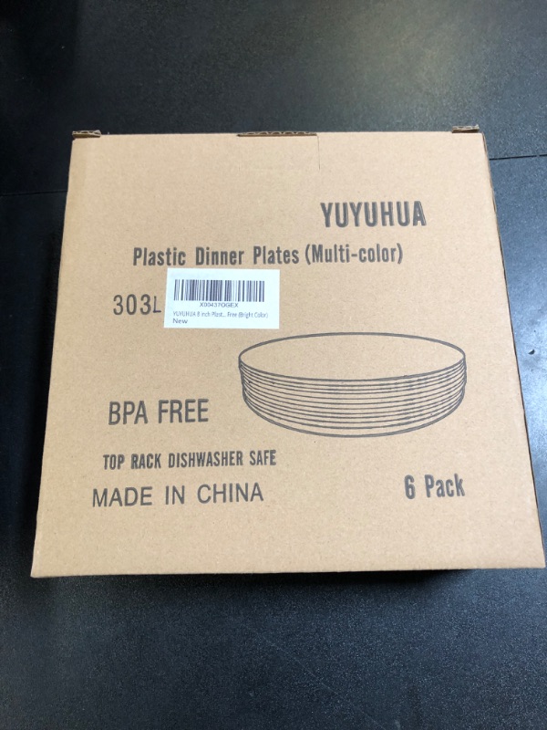 Photo 1 of YUYUHUA 8 inch Plastic Plates Reusable - Unbreakable Dinner Plates set of 6 - Microwave Safe Salad Plates - Dishwasher Safe Plate, BPA Free (Bright Color)