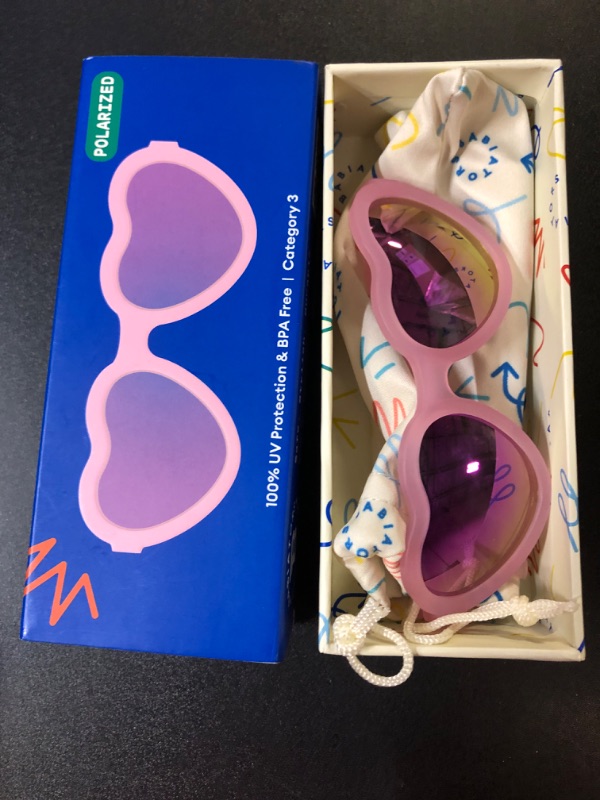 Photo 2 of Babiators Polarized Heart: Frosted Pink | Purple Mirrored Lens | Ages 6+