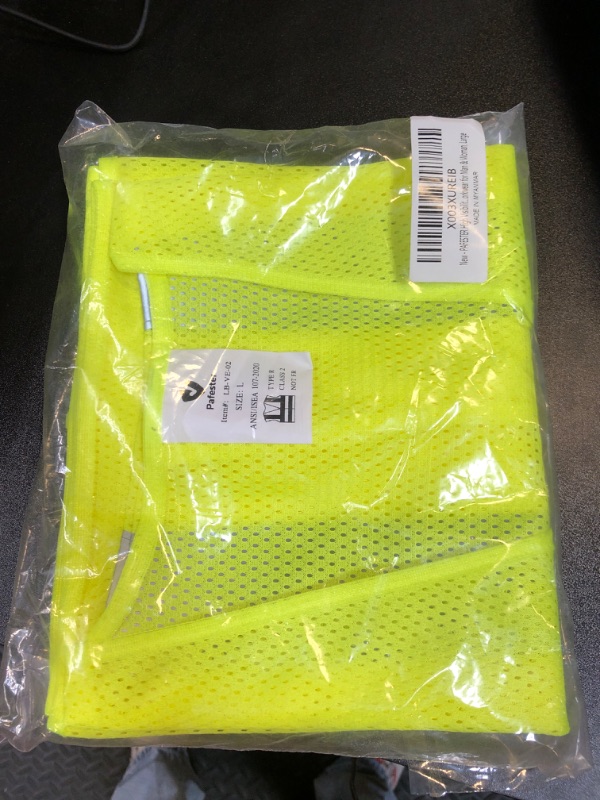 Photo 2 of PAFESTER Yellow Reflective Hi-Vis Safety Vests ANSI Class 2 Work Vests Workwear Waistcoat with Zipper Breathable Mesh Security Vest-L