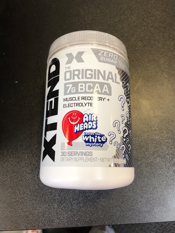 Photo 2 of XTEND Original BCAA Powder Airheads White Mystery | ZERO CARB, ZERO SUGAR - Post Workout Muscle Recovery Drink with Amino Acids - 7g BCAAs for Men & Women | 30 Servings exp jan 2025