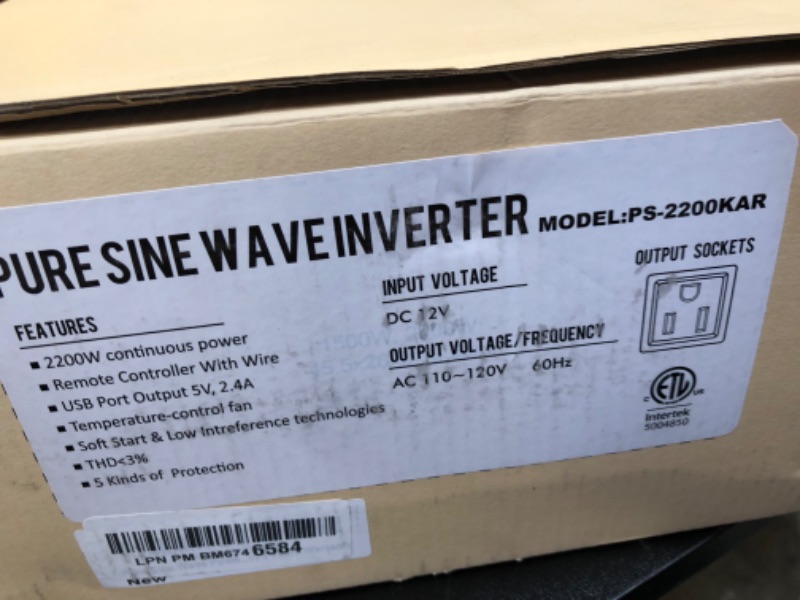 Photo 4 of GIANDEL Pure Sine Wave Power Inverter 2200Watt ETL UL458 Listed DC 12V to 120 Vac with 20 Amps Hardwire Blocks & 15FT Wired Remote for RVs Truck Boat Off Grid Solar Emergency?3 YRS Warranty?