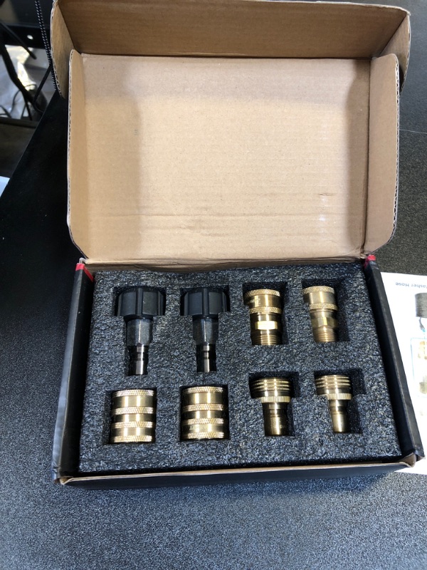 Photo 2 of Premium Pressure Washer Quick Connect Kit, M22 Swivel to 3/8'' Quick Connect, 3/4'' to Quick Release, M22 14mm Quick Connect Pressure Washer Fittings Adapter Set for Patio Cleaning (Brass)