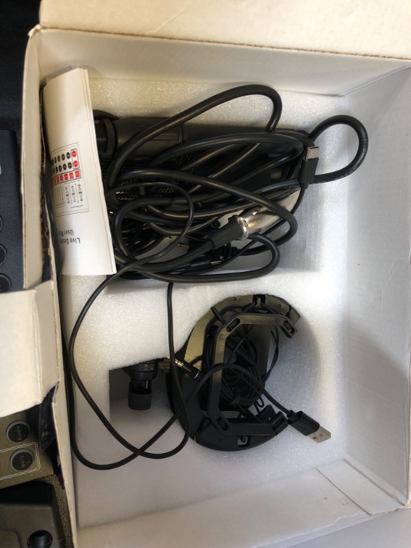 Photo 1 of RHM Podcast Equipment Bundle, All-in-One Audio Interface DJ Mixer with Microphone, Stand, Monitor Earphone, Audio Mixer With Sound card for PC/Laptop/Phone, Streaming/Podcasting/Gaming