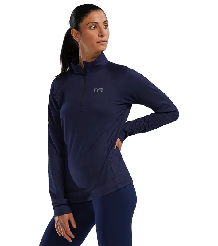 Photo 1 of [Size XS] TYR Women's SLS™ Long Sleeve1?4 Zip- Solid- Navy