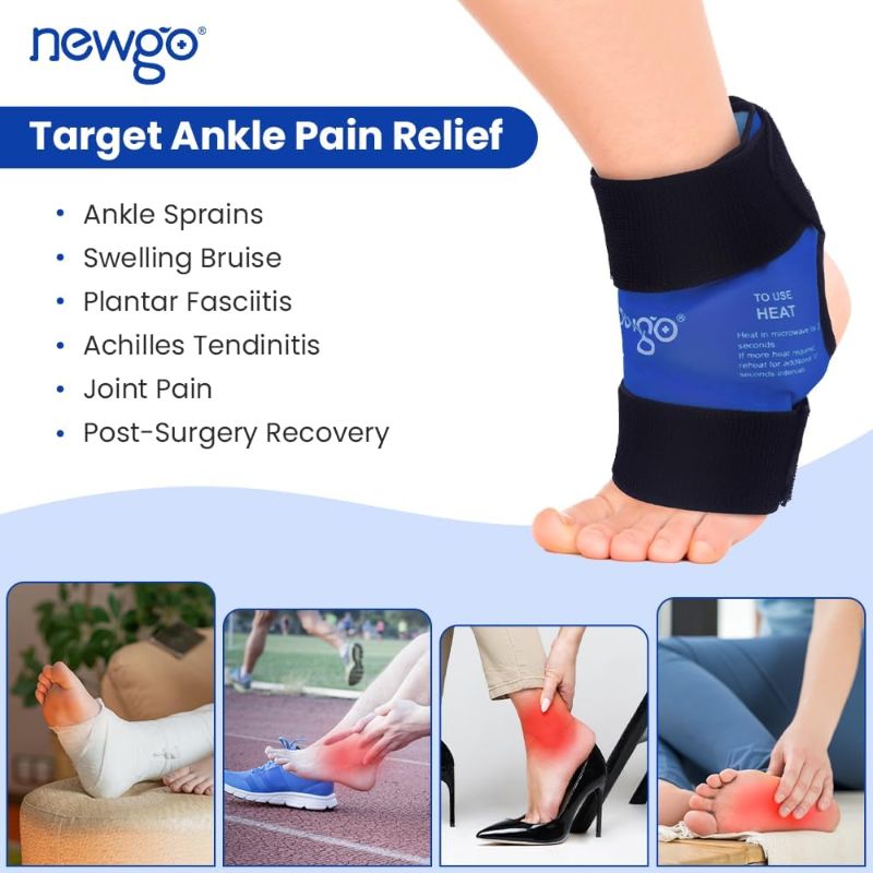 Photo 1 of 
NEWGO Ankle Cold Pack Wrap for Foot Injuries, Large Ankle Ice Pack Wrap for Swelling, Soft Plush Backing Hot Cold Compress Foot Wrap for Achilles Tendonitis...