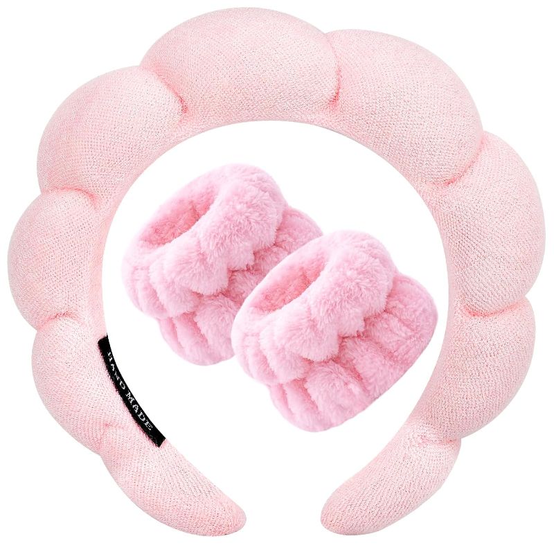 Photo 1 of 
Zkptops Spa Headband for Washing Face Wristband Sponge Makeup Skincare Headband Terry Cloth Bubble Soft Get Ready Hairband for Women Girl Puffy Padded...
Color:Pink