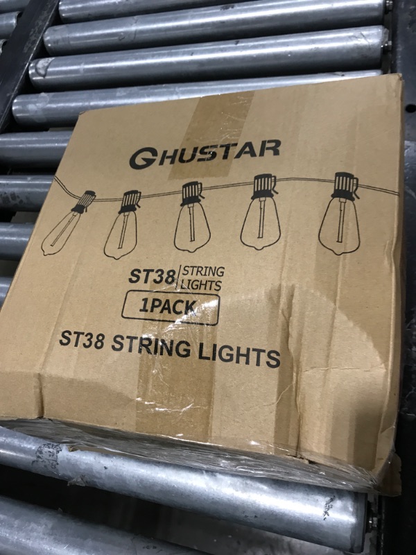 GHUSTAR 50FT LED Outdoor String Llights (NOT Solar) Patio Lights