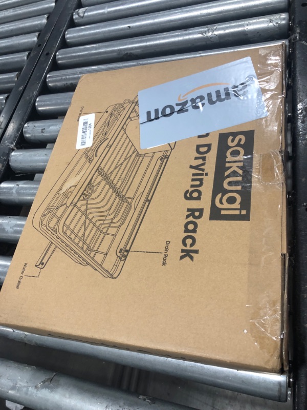 Photo 1 of Sakugi Dish Drying Rack - Stainless Steel Dish Rack with Drainboard for Kitchen Counter and Sink, 12.0''W x 15.8''~23''L, Silver