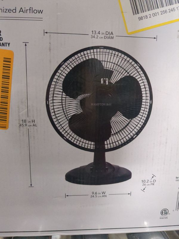 Photo 1 of 12 in. 3 Speed Oscillating Personal Desk Fan


