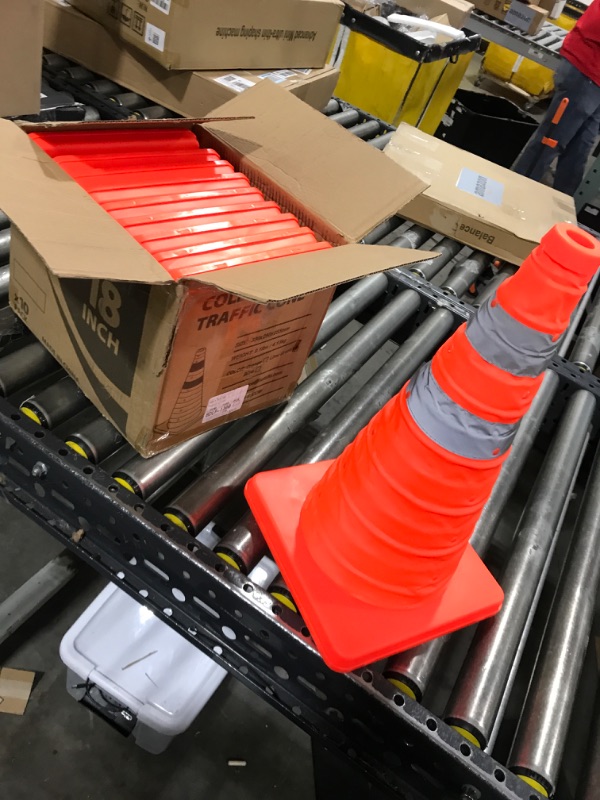 Photo 2 of [10 Pack] 18 Inch Collapsible Traffic Safety Cones, Orange Cones, Multi Purpose Pop-up Cones with Reflective Collar, for Driving Practice,Road Parking,