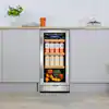 Photo 1 of 15 in. 130-Can Freestanding and Built-In Beverage Cooler Fridge with Adjustable Shelves - Stainless Steel
