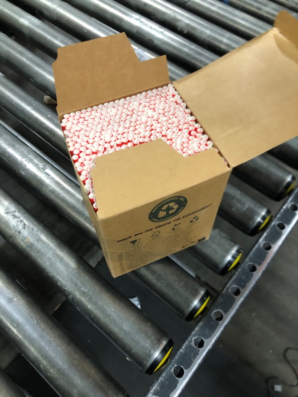 Photo 1 of [500 Counts] Chunspak 5.75 inch Disposable Red White Striped Small Paper Straws for Cocktail, Coffee and Short Drinks - Eco-friendly