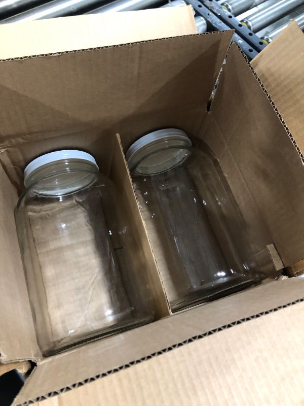 Photo 2 of 2 Pack - 1 Gallon Glass Mason Jar Wide Mouth with Airtight Metal Lid - Safe for Fermenting Kombucha Kefir - Pickling